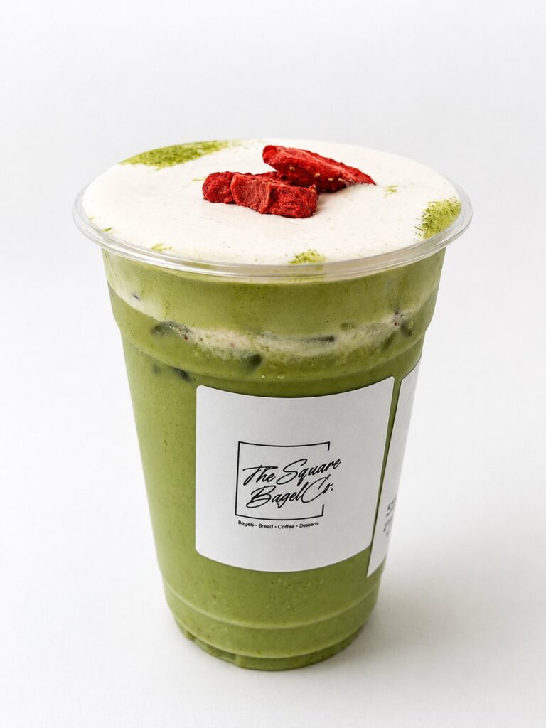 Strawberry Matcha Cloud, one of our house specialty drinks